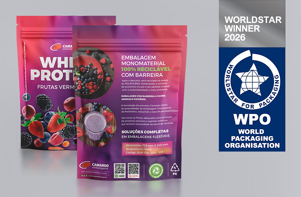 Camargo Embalagens é vencedora do WorldStar Global Packaging Awards 2026 na categoria Materiais e Componentes de Embalagem